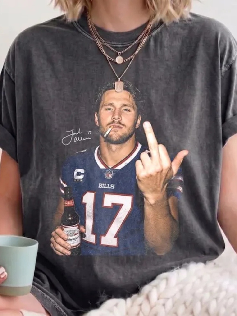 Comfort Funny Josh Allen Shirt 17 Vintage Bootleg Graphic Tee, Game Day Football